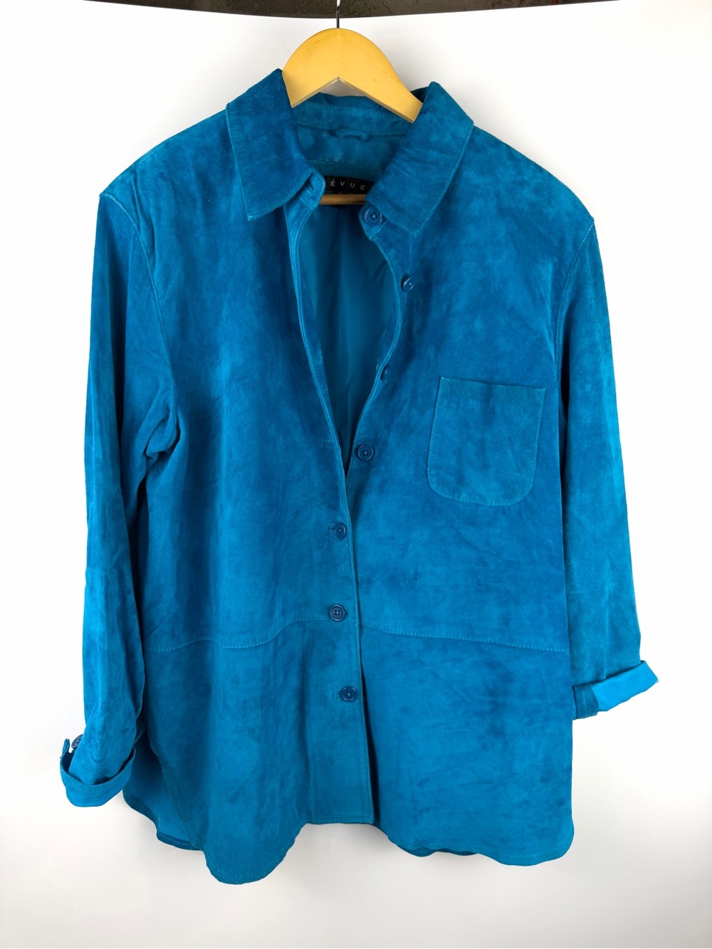 Genuine Suede Shacket Teal Blue Shirt Jacket Revue Chore Coat Sz 12